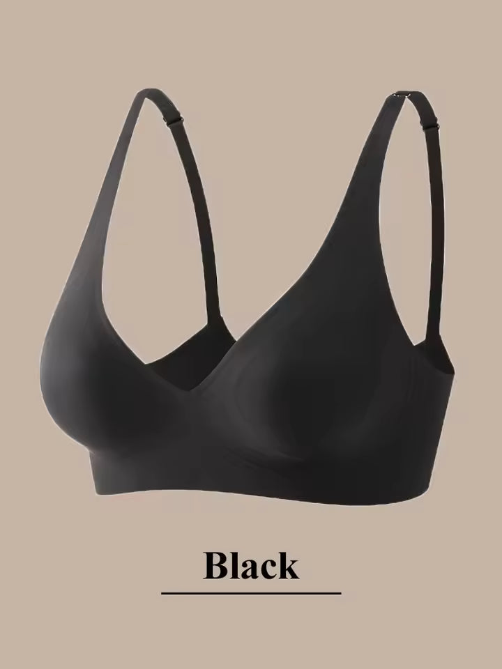 FINETOO One-piece Seamless Bra Women Push Up Wireless Underwear Ladies Padded Bralette Sexy Deep V Bras Beauty Back Underwear