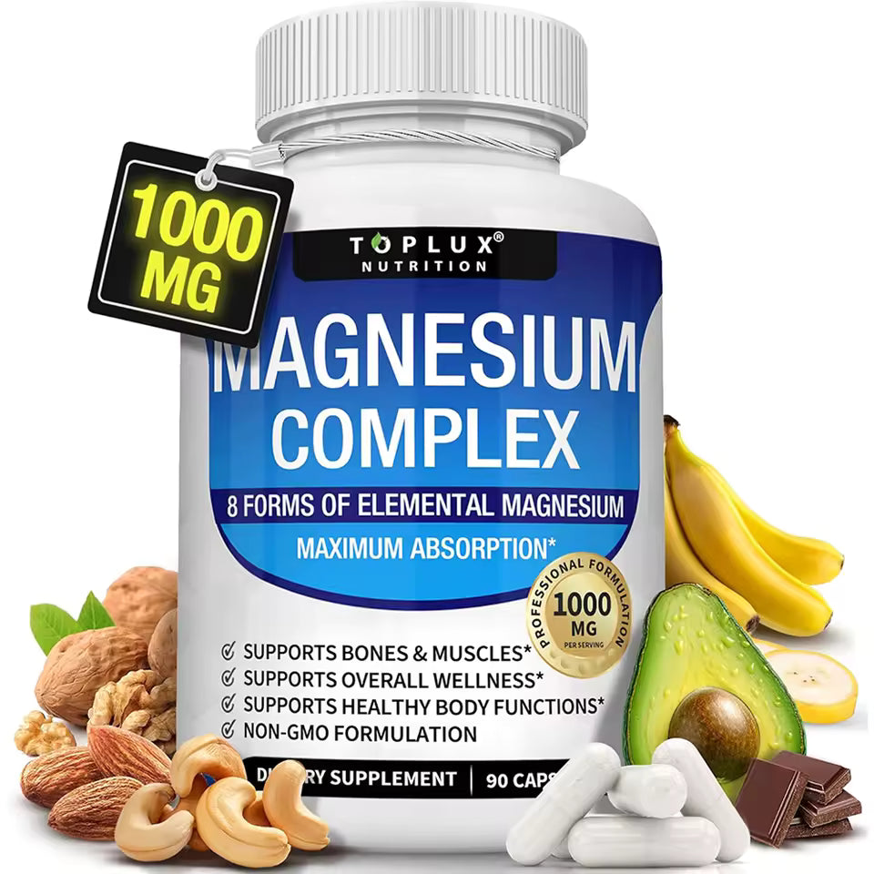 Magnesium Complex 1000mg 8 Elemental Magnesium Supplement with Glycinate Citrate Oxide Aspartate Orotate Malate Taurate High Abs