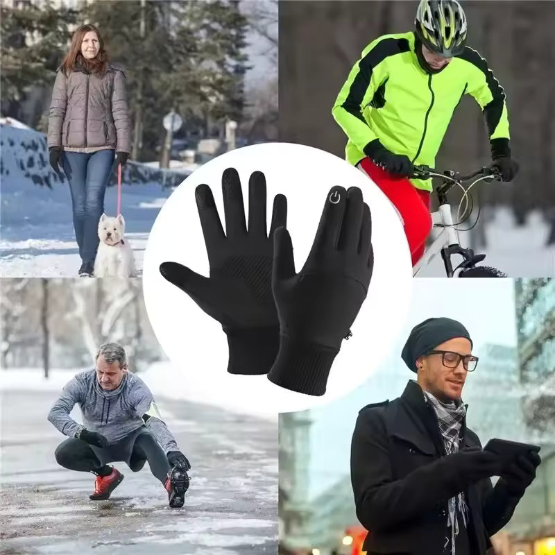 Fleece Lined Winter Thermal Gloves Waterproof Windproof Full Finger Touchscreen Gloves Outdoor Sports Cycling Motorcycle Warm