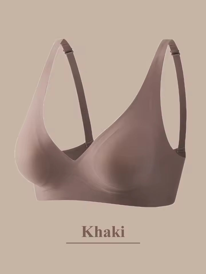 FINETOO One-piece Seamless Bra Women Push Up Wireless Underwear Ladies Padded Bralette Sexy Deep V Bras Beauty Back Underwear