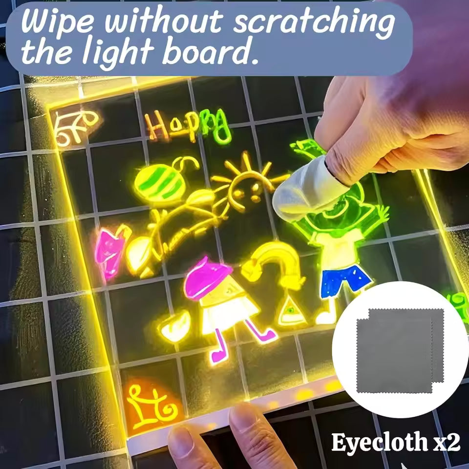 LED Light Up Drawing Board-7 Colors Glow in Dark Acrylic Dry Erase Message Tabletop Board for Kids Adults,Birthday Festival Gift