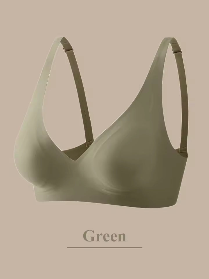 FINETOO One-piece Seamless Bra Women Push Up Wireless Underwear Ladies Padded Bralette Sexy Deep V Bras Beauty Back Underwear