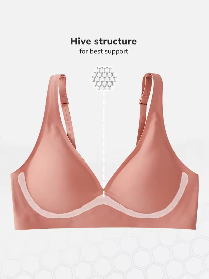 FINETOO One-piece Seamless Bra Women Push Up Wireless Underwear Ladies Padded Bralette Sexy Deep V Bras Beauty Back Underwear