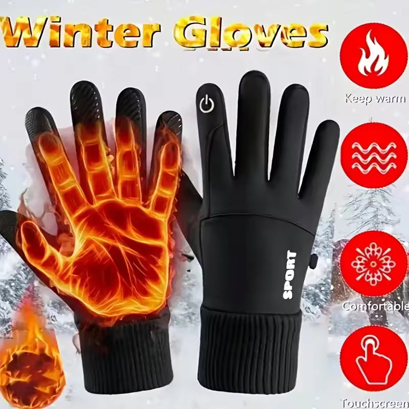 Fleece Lined Winter Thermal Gloves Waterproof Windproof Full Finger Touchscreen Gloves Outdoor Sports Cycling Motorcycle Warm
