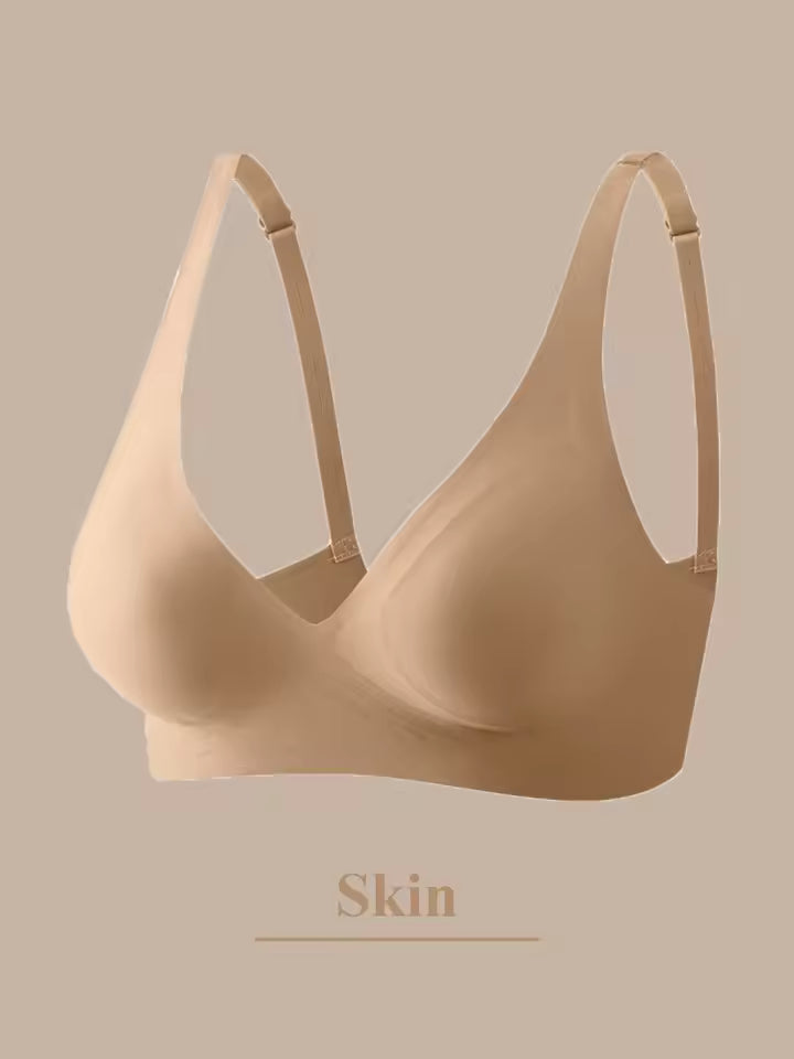 FINETOO One-piece Seamless Bra Women Push Up Wireless Underwear Ladies Padded Bralette Sexy Deep V Bras Beauty Back Underwear